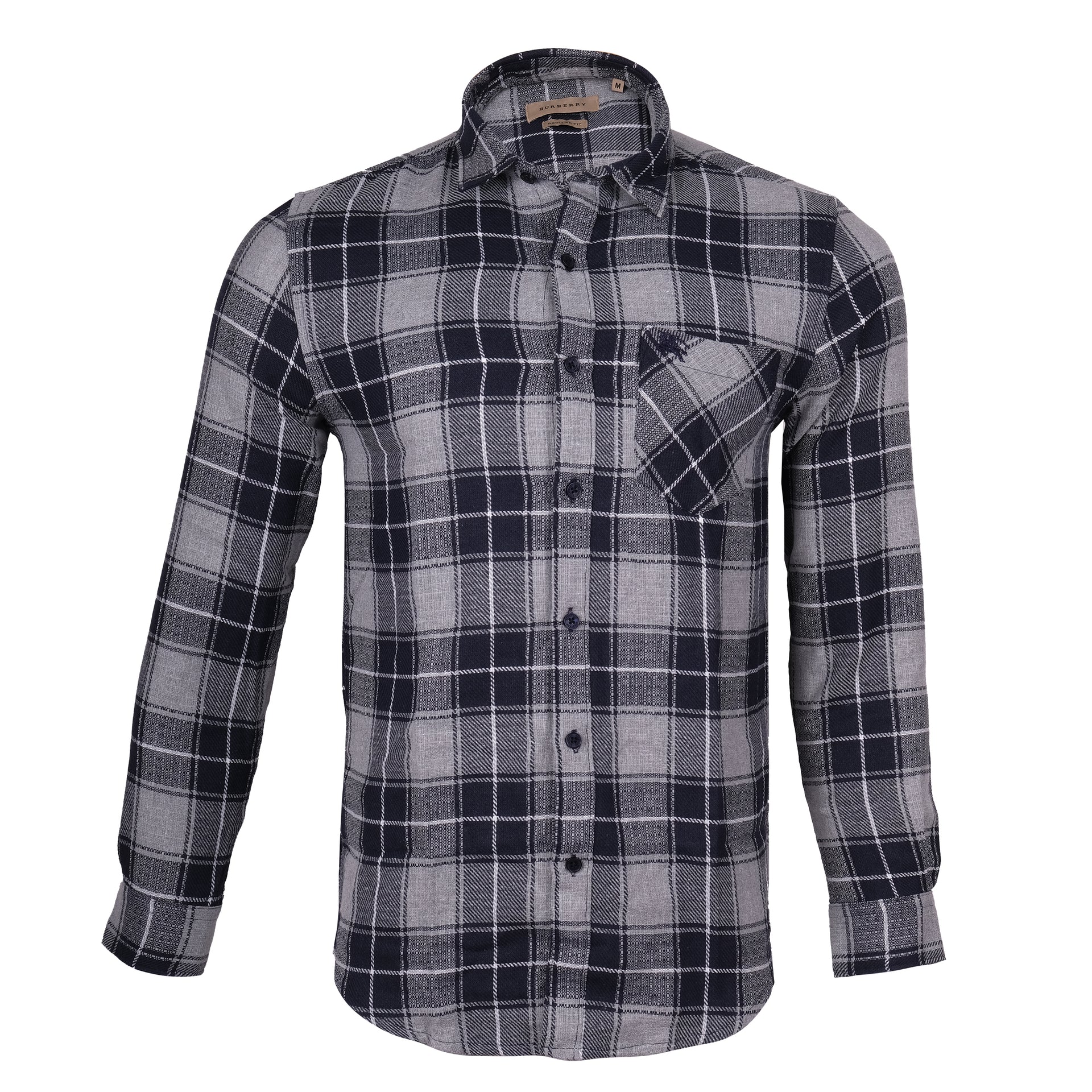 BURBERRY Midnight Plaid Slim Fit Long Sleeve Flannel Shirt