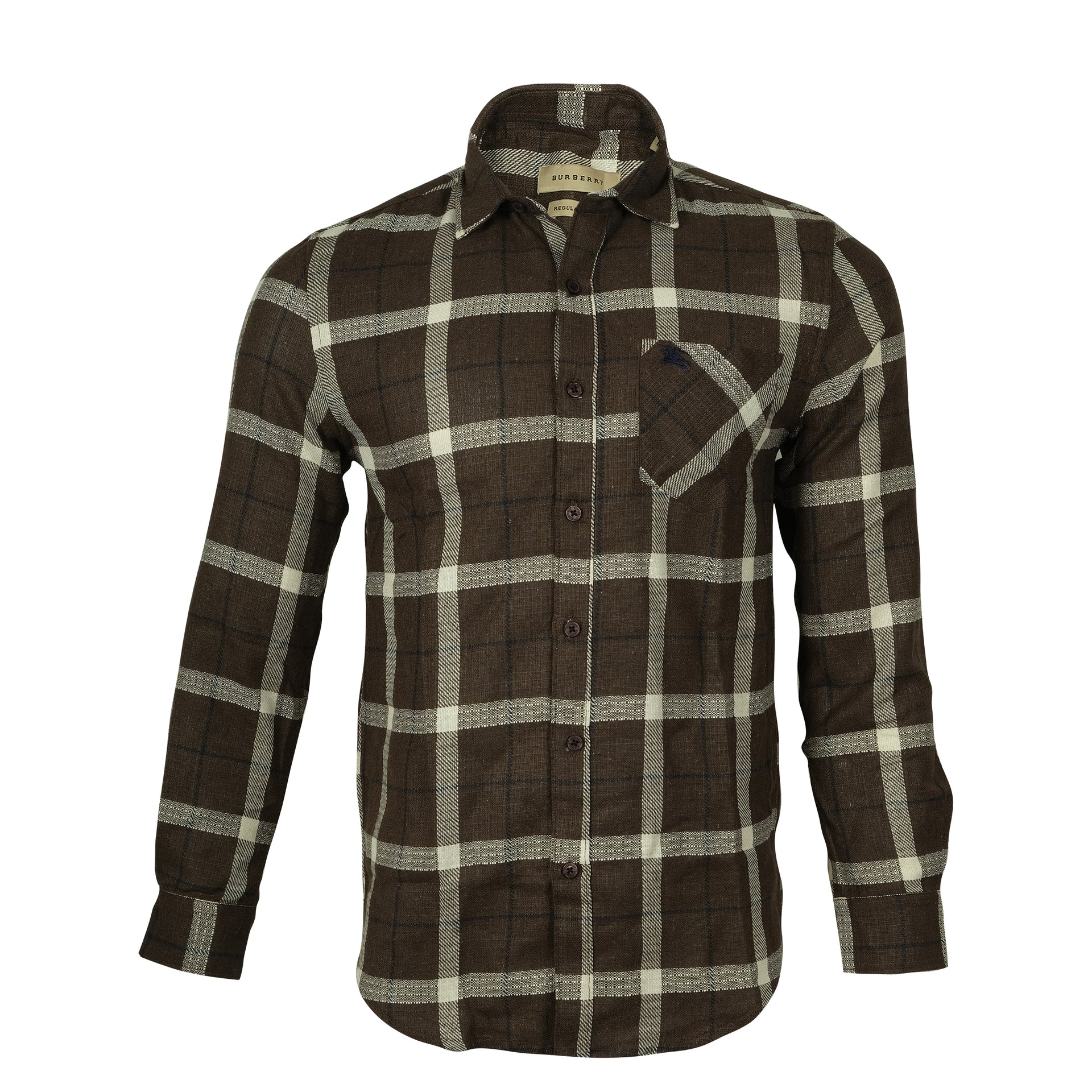 BURBERRY Rustic Walnut Check Flannel Long Sleeve Shirt