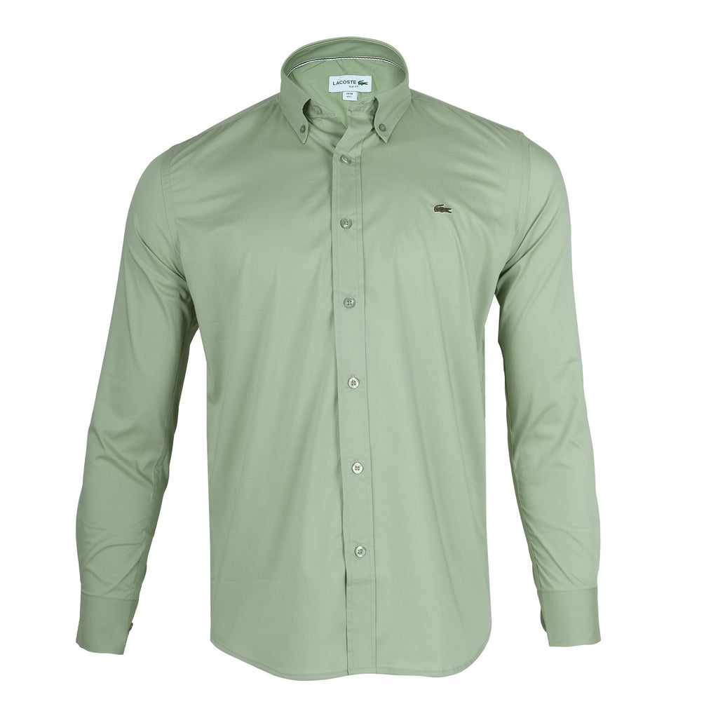 LACOSTE Sage Green Classic Fit Long Sleeve Button-Up Shirt