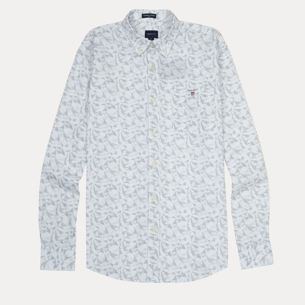 GANT Whispering Silver Slim Fit Long Sleeve Button-Down Shirt