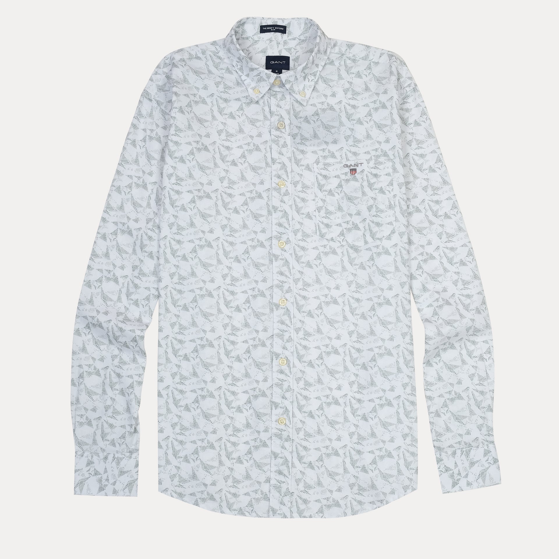 GANT Whispering Silver Slim Fit Long Sleeve Button-Down Shirt