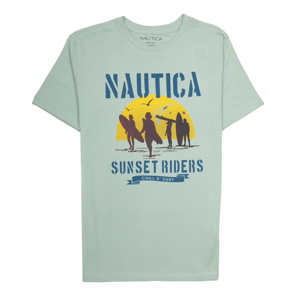 NAUTICA Serene Aqua Slim Fit Short Sleeve Deck Shirt