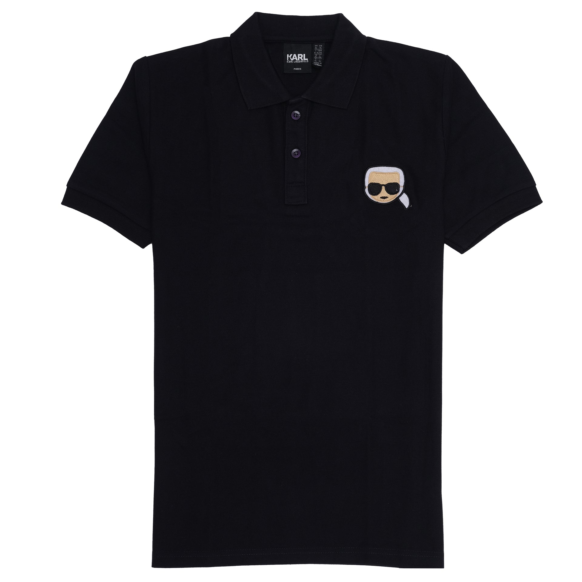 KARL LAGERFELD Midnight Noir Slim Fit Iconic Embroidered Polo Shirt
