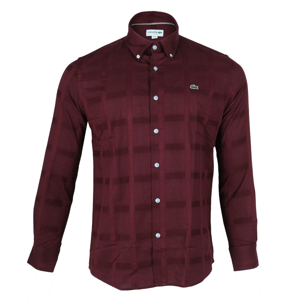 LACOSTE Garnet Plaid Classic Fit Long Sleeve Button-Up Shirt
