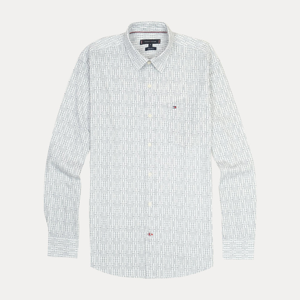 TOMMY HILFIGER Twilight Quartz Tailored Fit Long Sleeve Button-Up Shirt