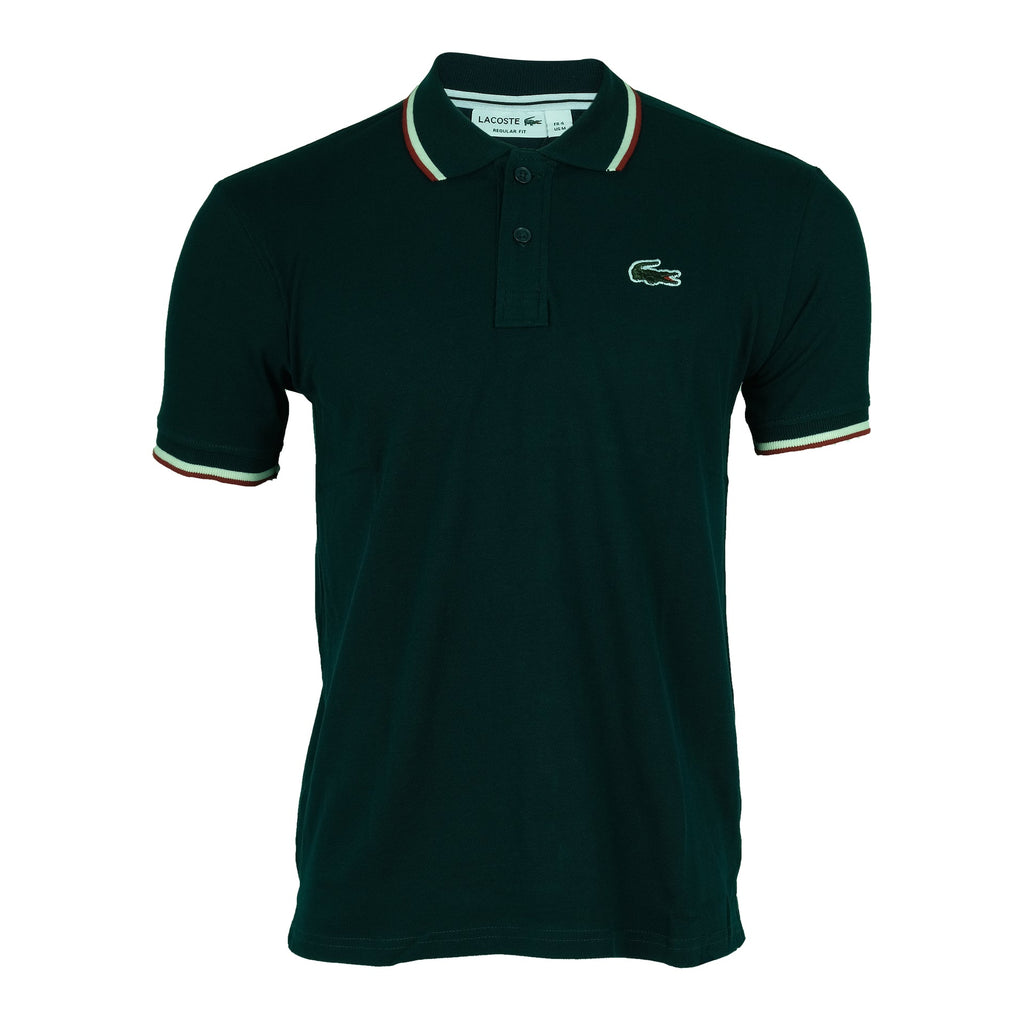 LACOSTE Deep Forest Classic Fit Polo Shirt with Contrast Trim