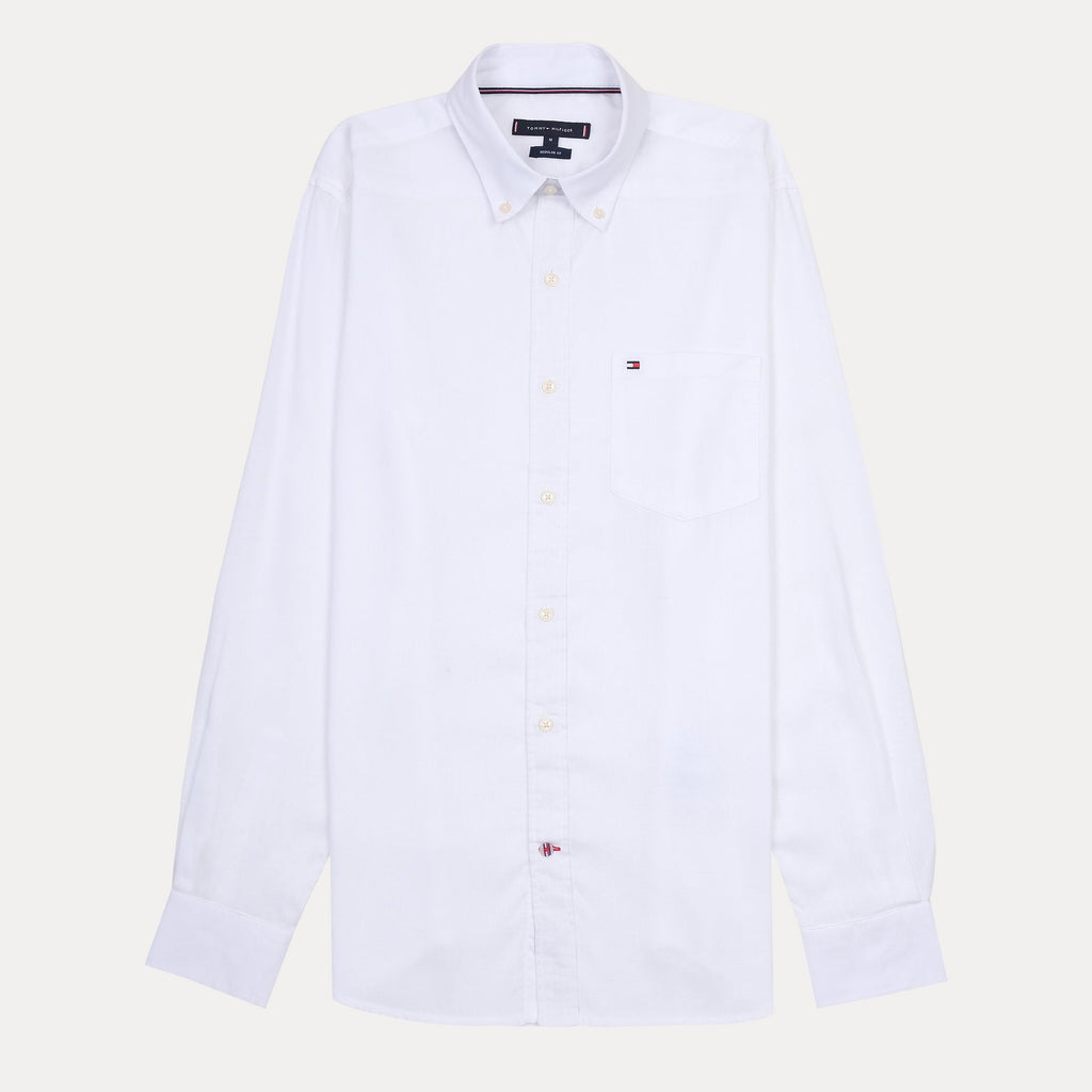 TOMMY HILFIGER Ethereal Ivory Tailored Fit Long Sleeve Button-Down Shirt