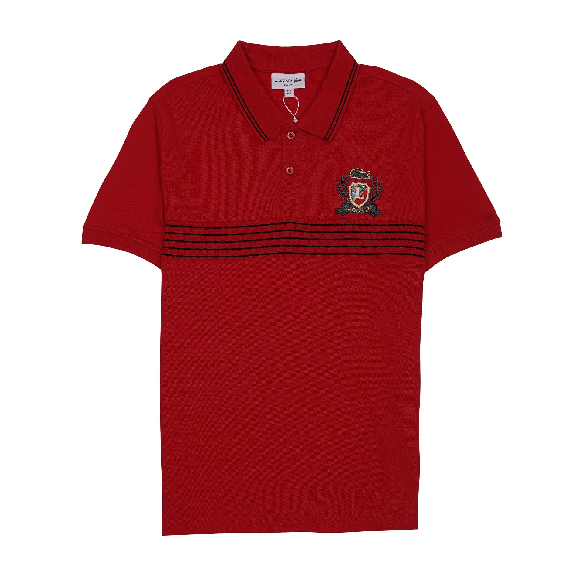 LACOSTE Radiant Crimson Tailored Fit Short Sleeve Piqué Polo Shirt
