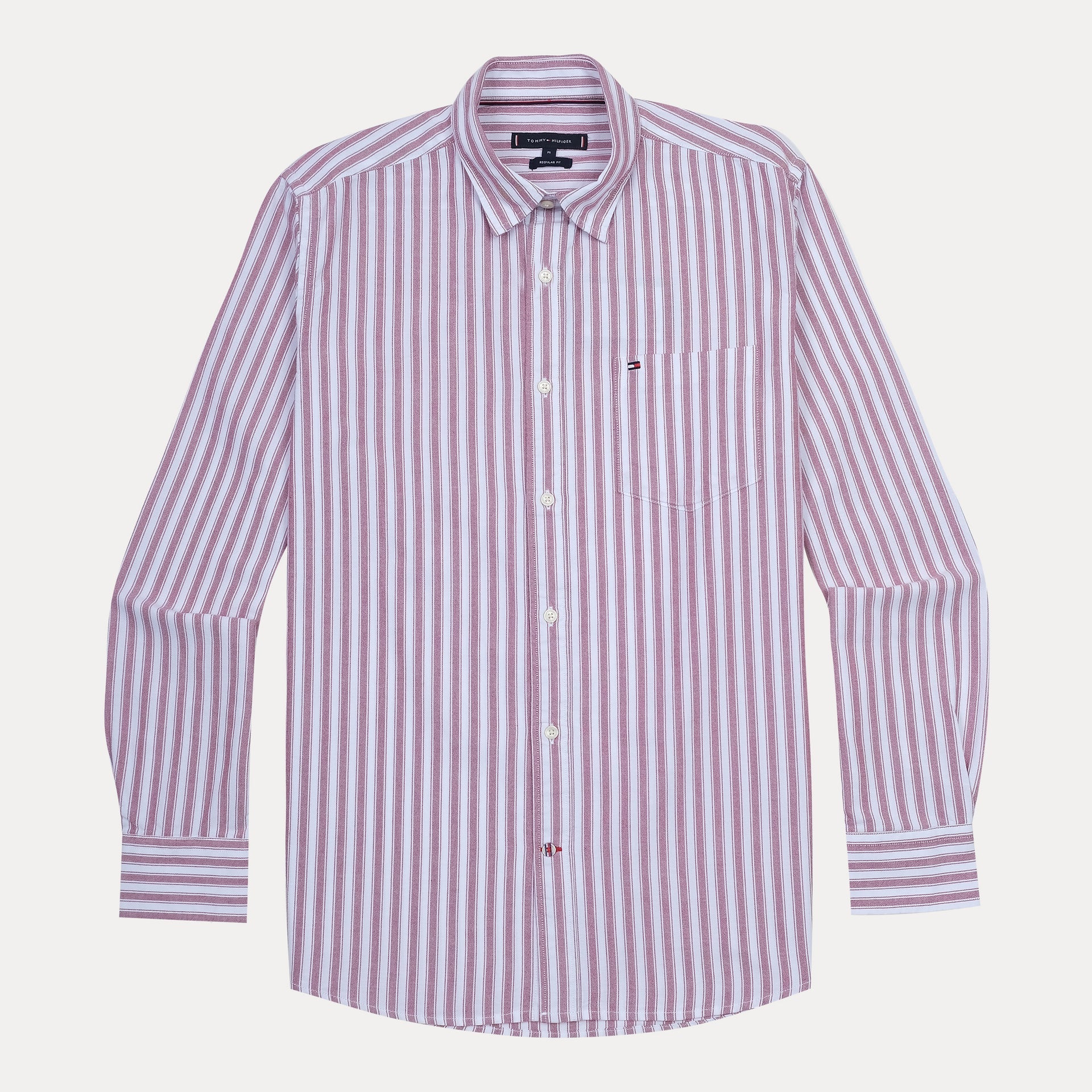TOMMY HILFIGER Petal Pink Refined Fit Long Sleeve Striped Shirt