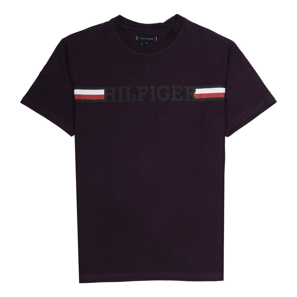 TOMMY HILFIGER Rich Merlot Classic Fit Short Sleeve Logo Tee
