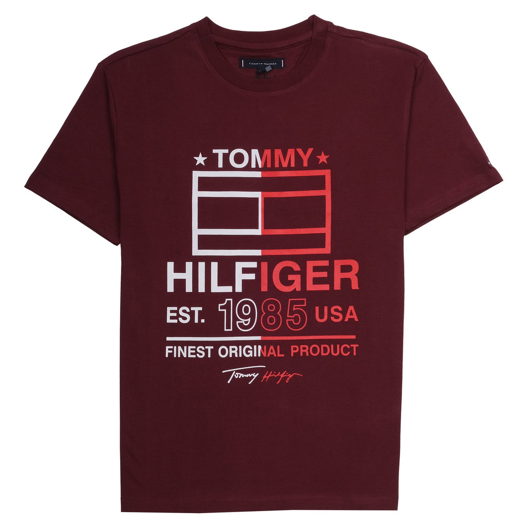 TOMMY HILFIGER Garnet Red Classic Fit Graphic Logo Tee