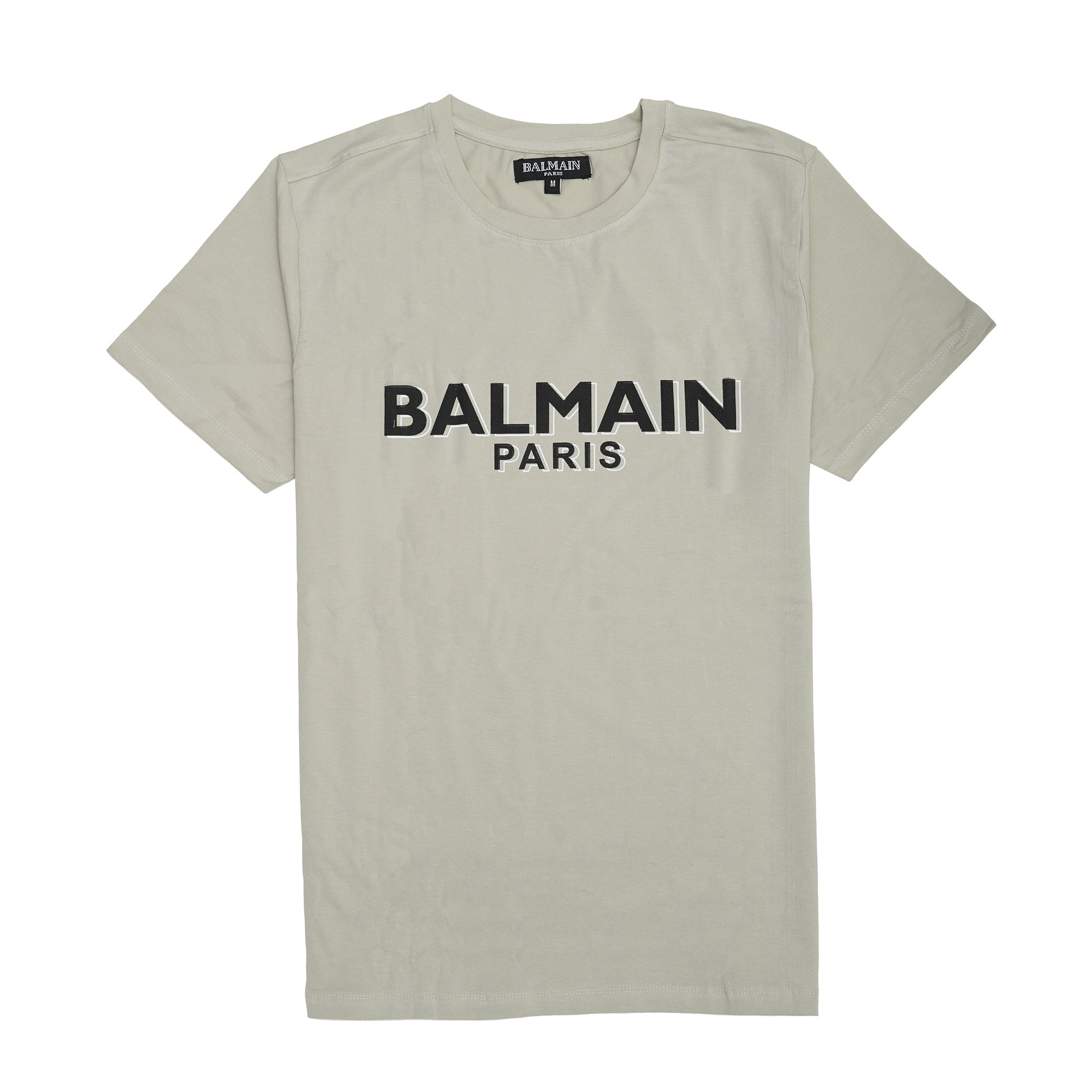 BALMAIN Silver Mist Classic Fit Short Sleeve Logo Tee