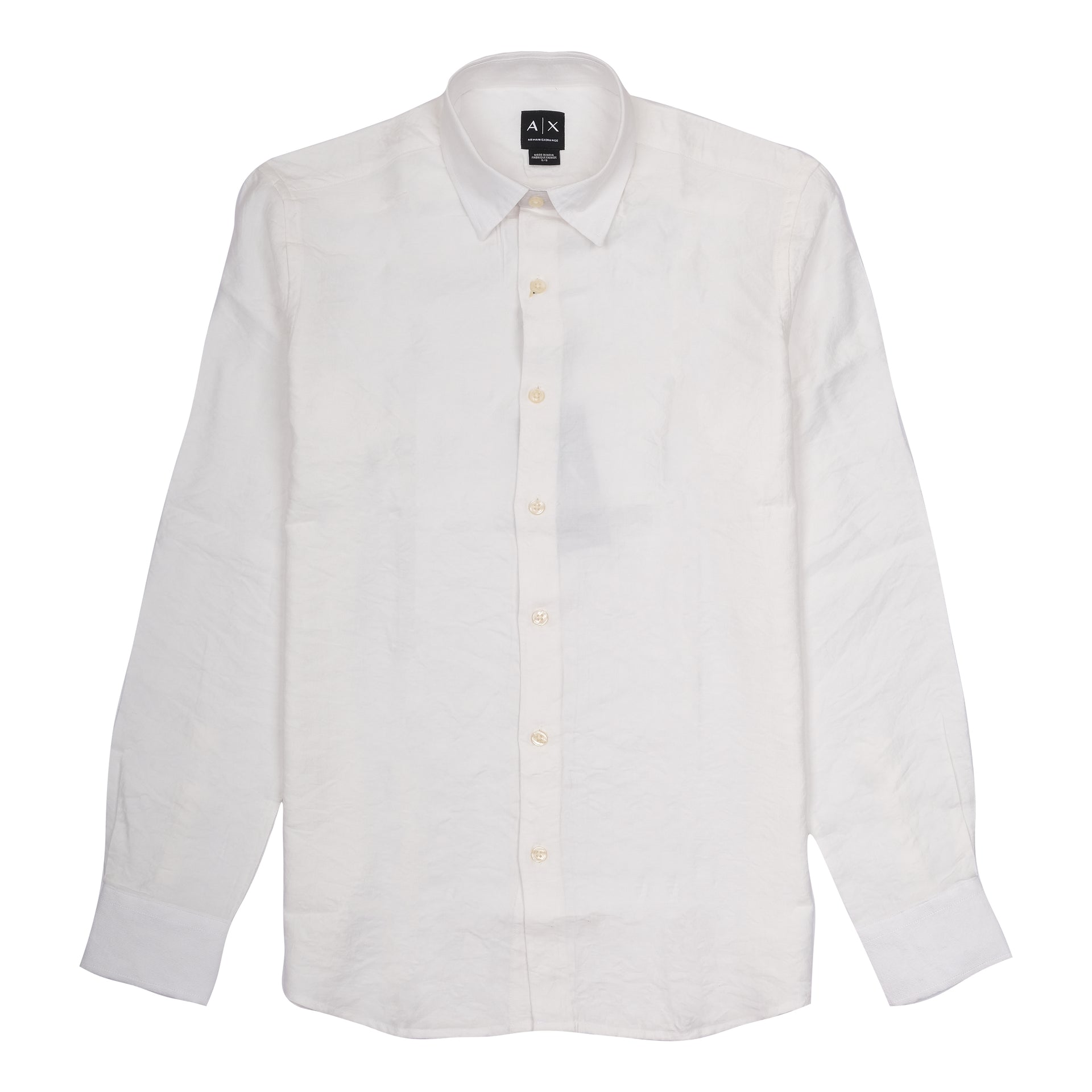 ARMANI EXCHANGE Frosted Pearl Classic Fit Long Sleeve Linen Shirt
