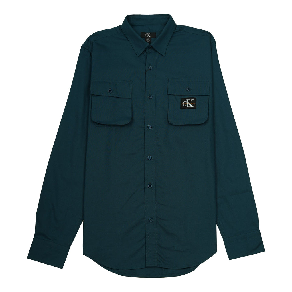 CALVIN KLEIN Deep Lagoon Relaxed Fit Long Sleeve Utility Shirt