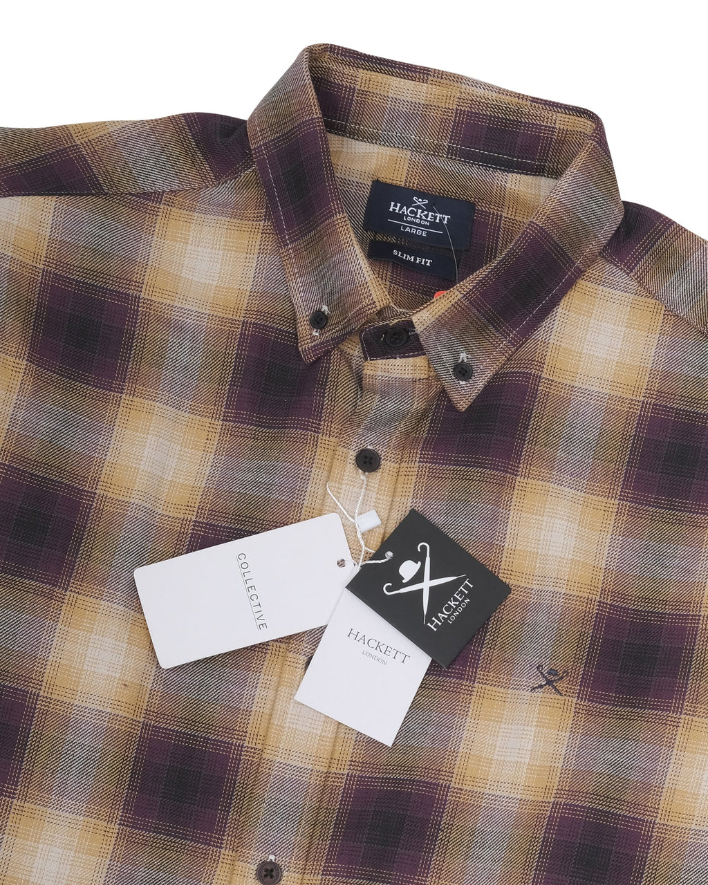 HACKETT LONDON Autumn Ember Slim Fit Button-Down Flannel Shirt