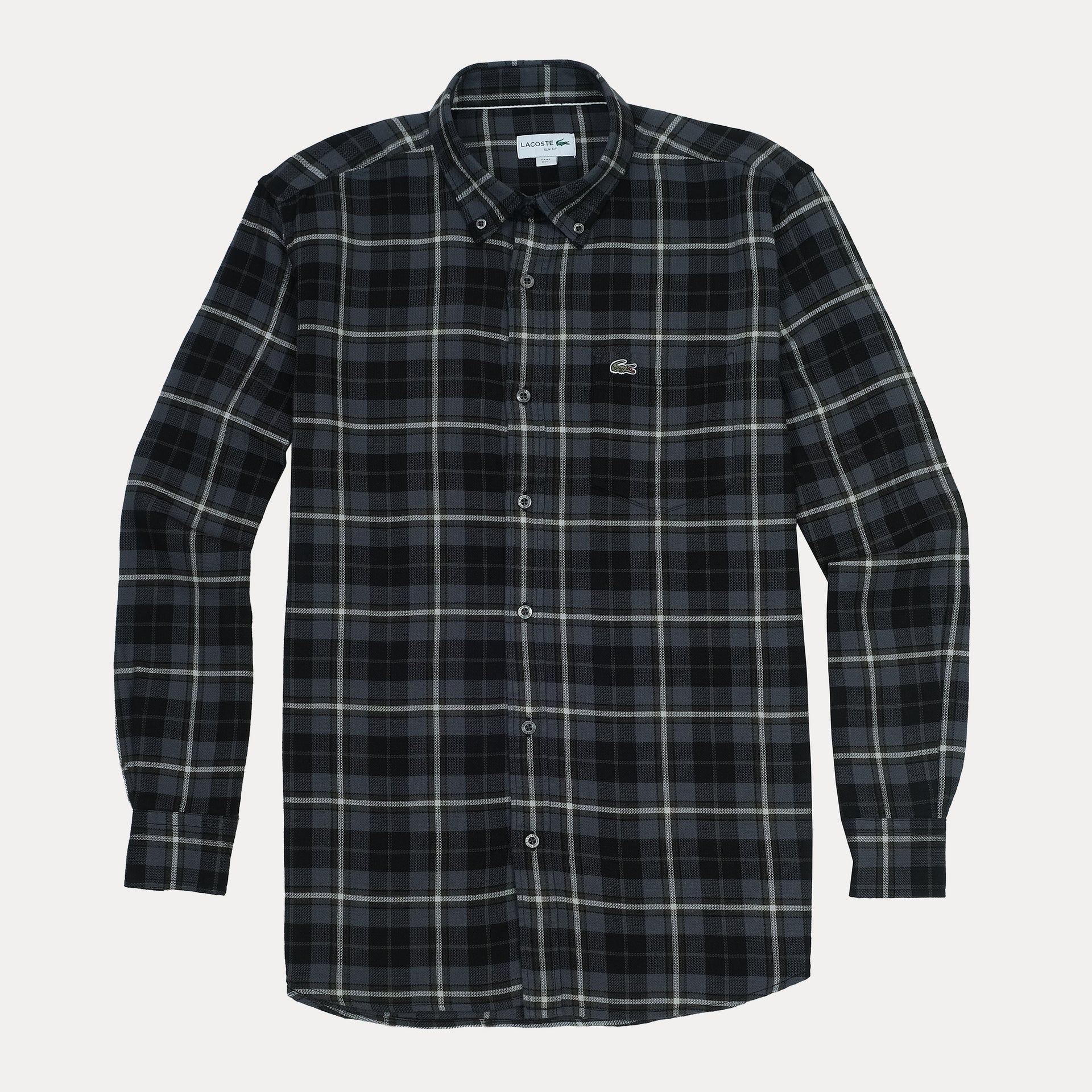 LACOSTE Midnight Slate Classic Fit Plaid Button-Up Shirt