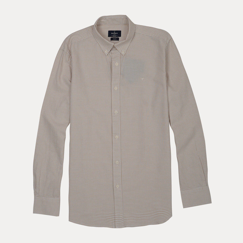HACKETT Sunbeam Almond Tailored Fit Long Sleeve Gingham Shirt