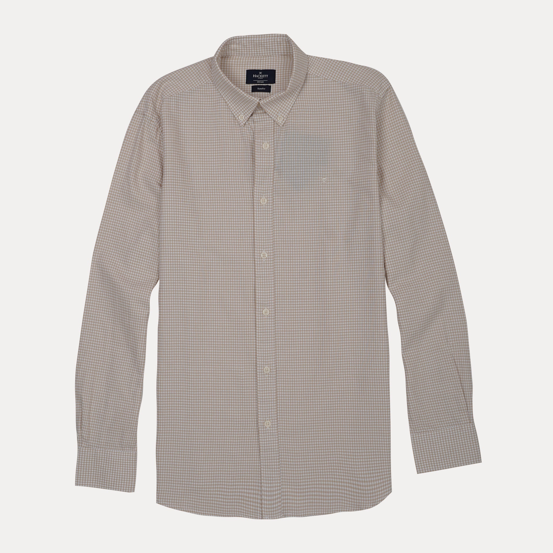 HACKETT Sunbeam Almond Tailored Fit Long Sleeve Gingham Shirt