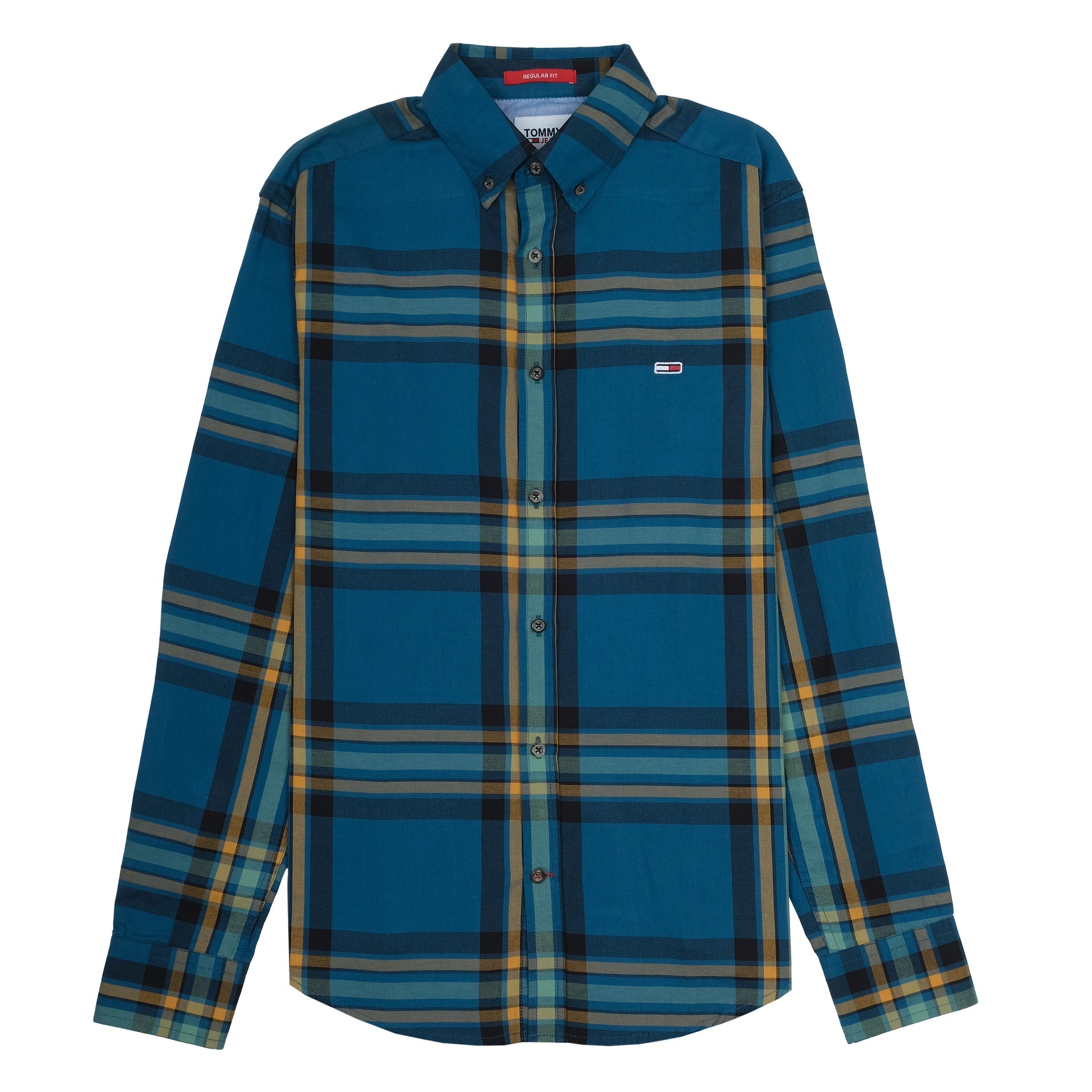 TOMMY HILFIGER Teal Tide Regular Fit Long Sleeve Plaid Shirt