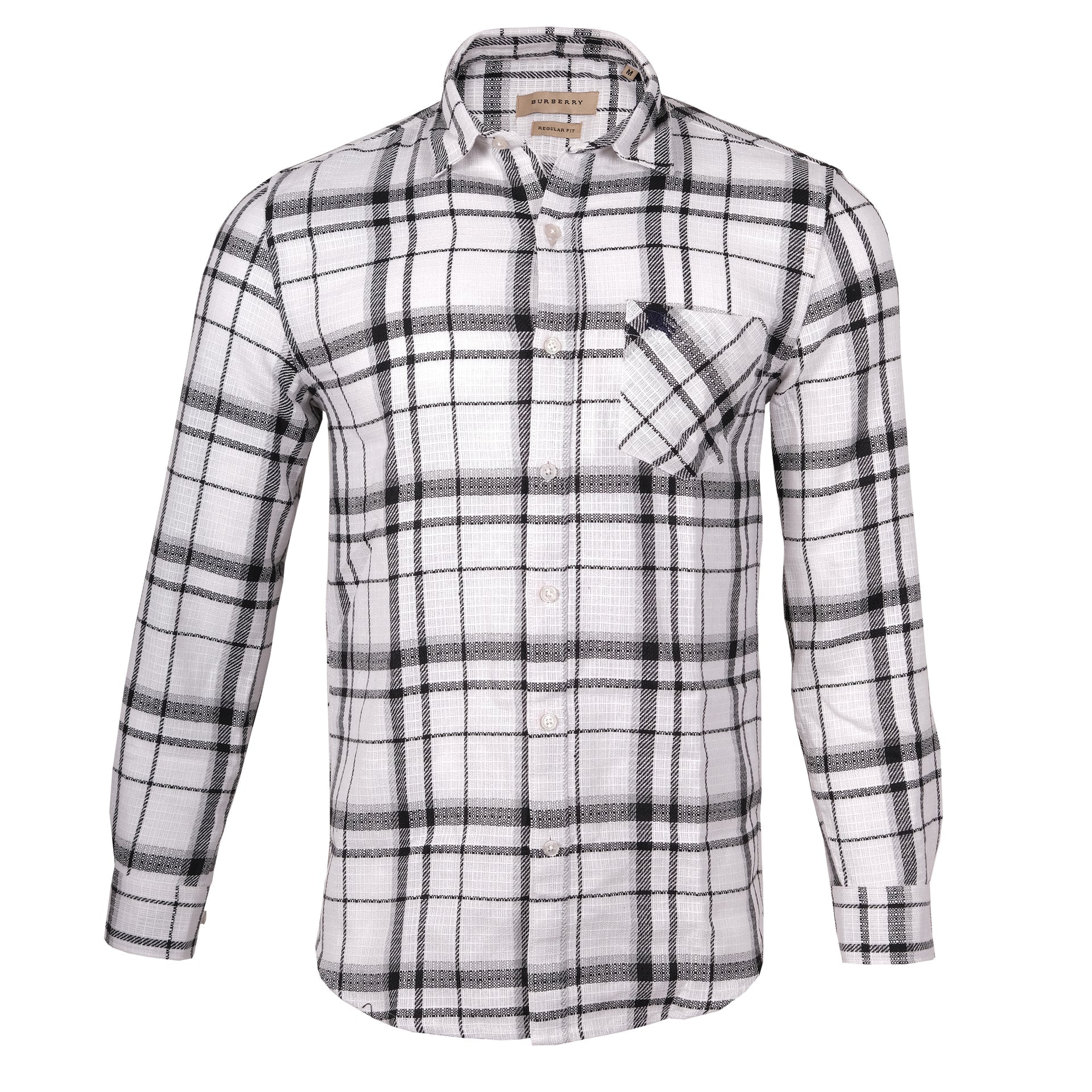 BURBERRY Frosted Charcoal Check Flannel Long Sleeve Shirt