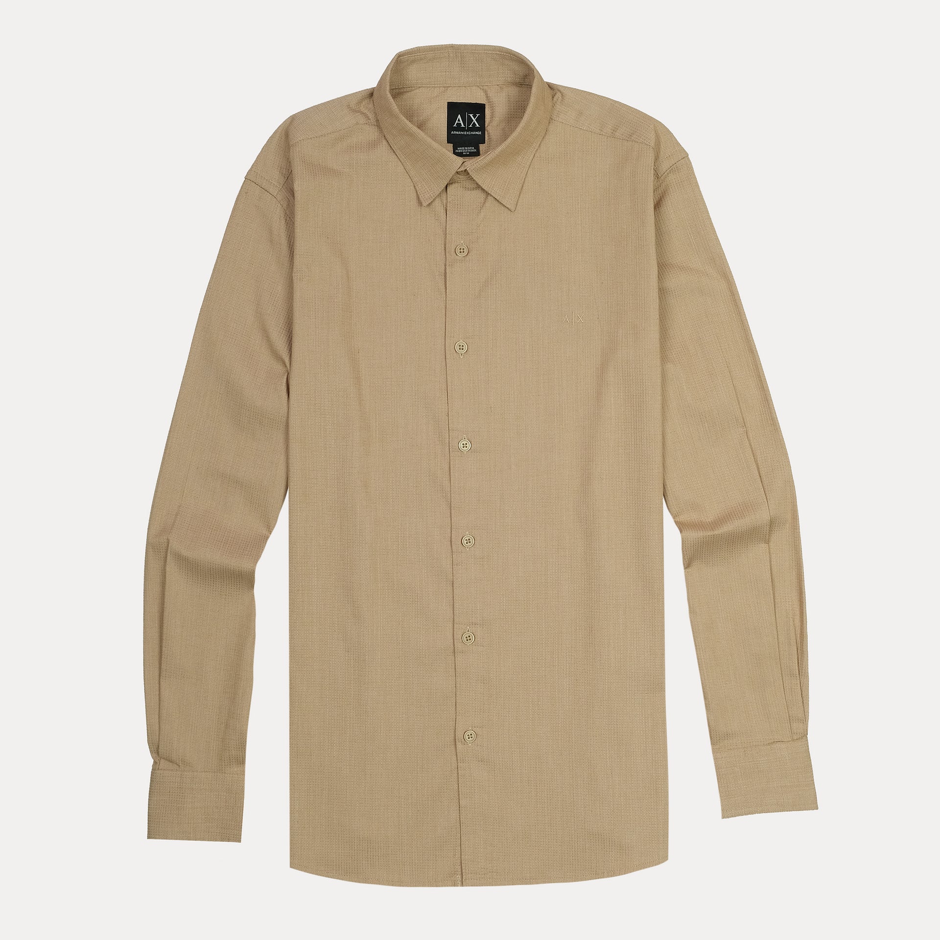ARMANI EXCHANGE Sunbeam Tan Relaxed Fit Long Sleeve Button-Up Shirt