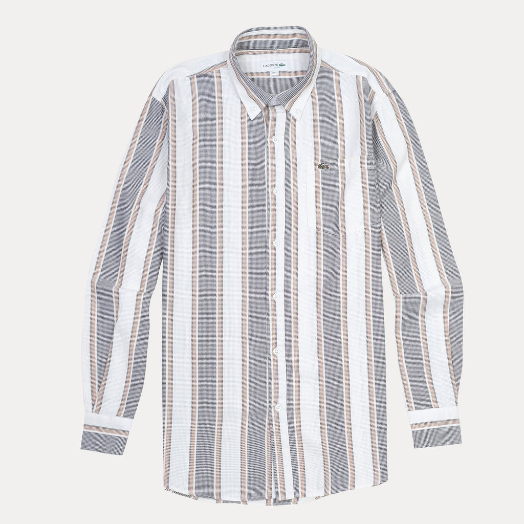 LACOSTE Twilight Sand Relaxed Fit Long Sleeve Button-Up Shirt