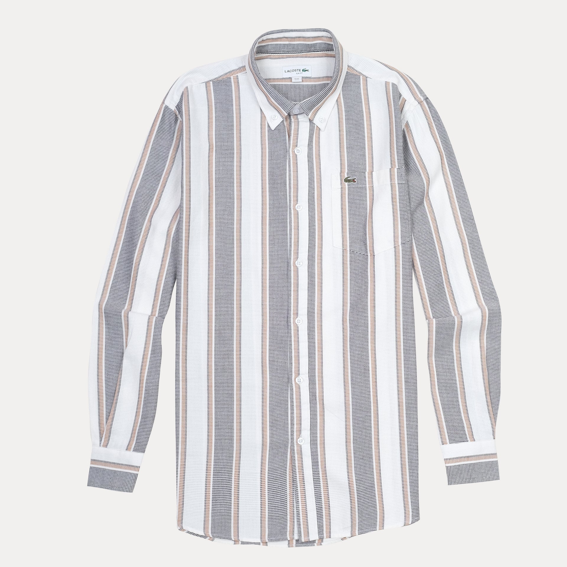 LACOSTE Twilight Sand Relaxed Fit Long Sleeve Button-Up Shirt