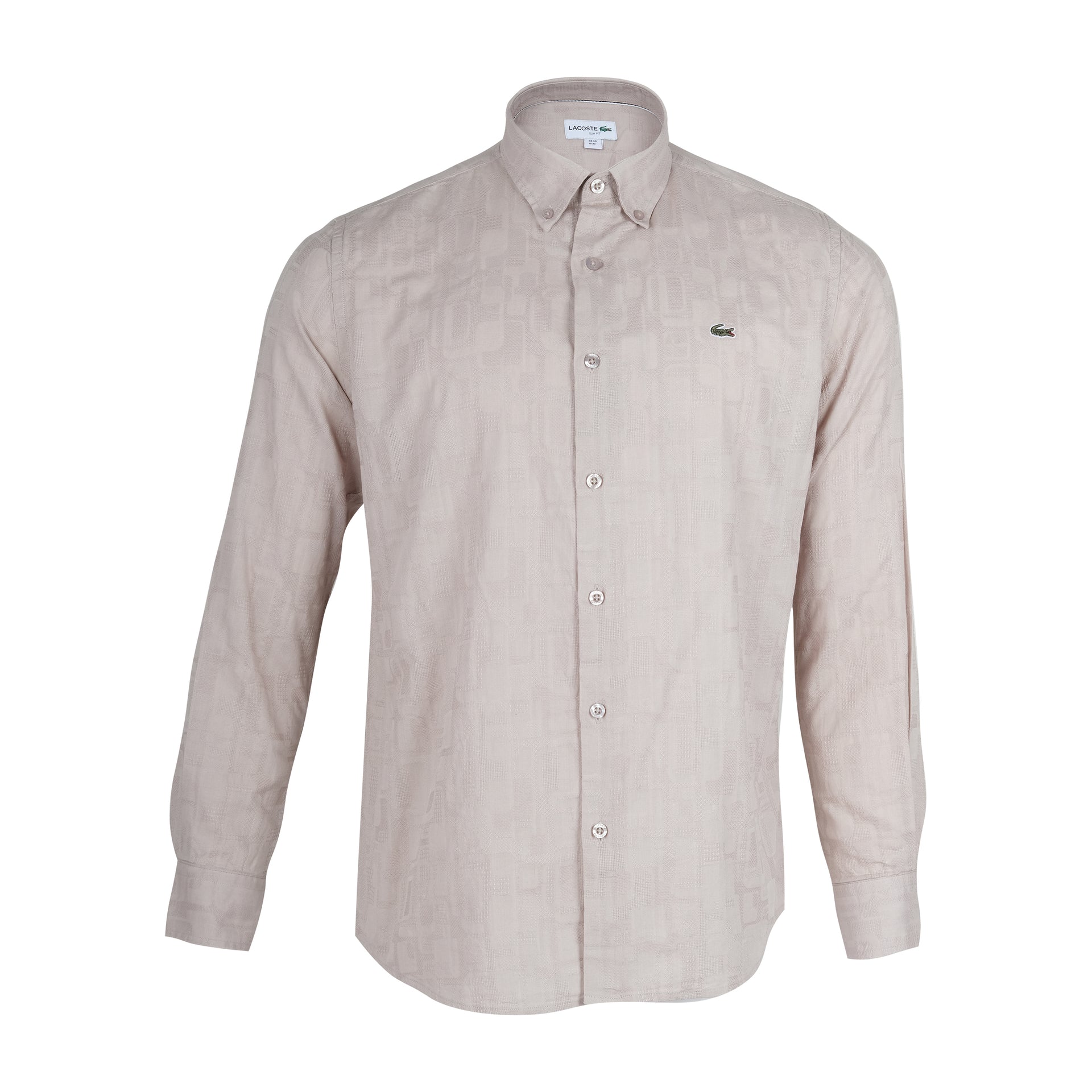 LACOSTE Sandstone Textured Regular Fit Long Sleeve Button-Up Shirt