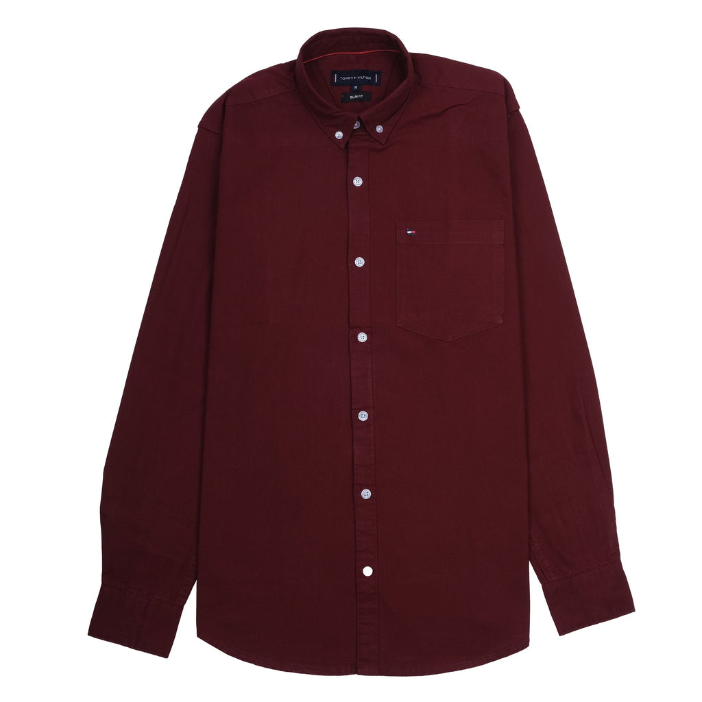 TOMMY HILFIGER Crimson Velvet Slim Fit Button-Down Shirt