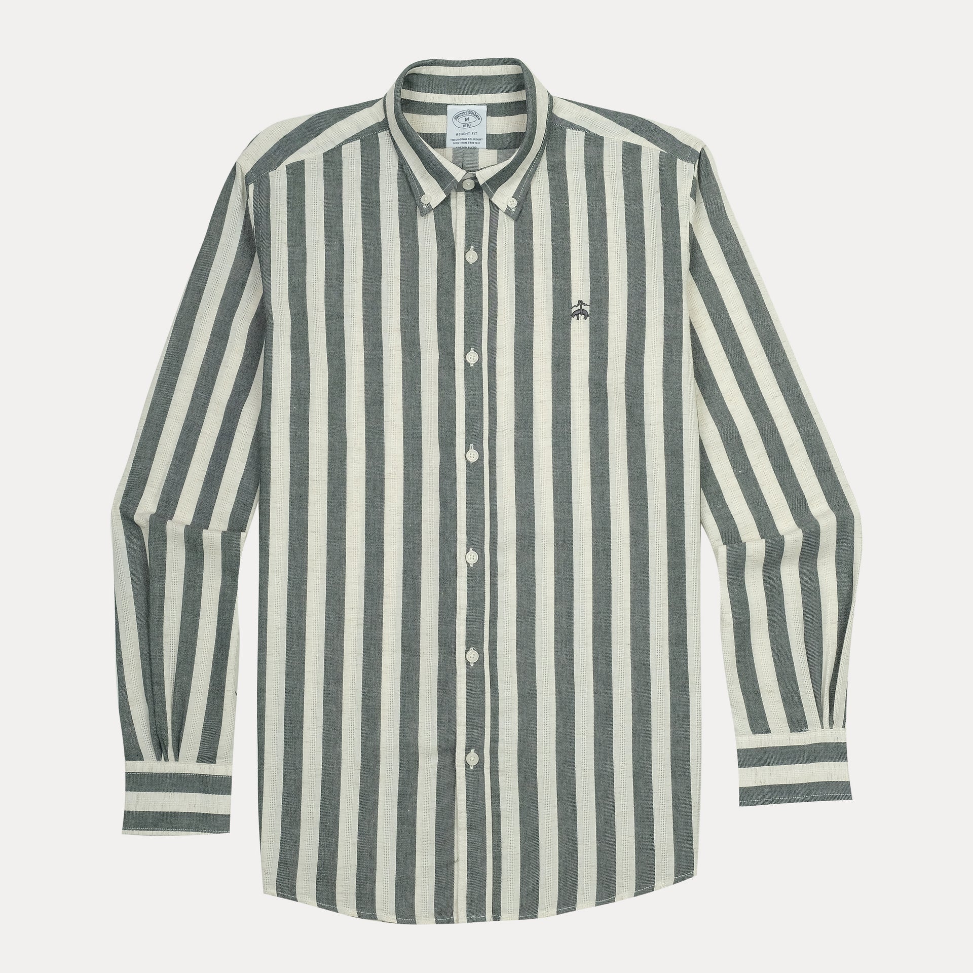 BROOKS BROTHERS Whispering Fern Tailored Fit Long Sleeve Linen Shirt