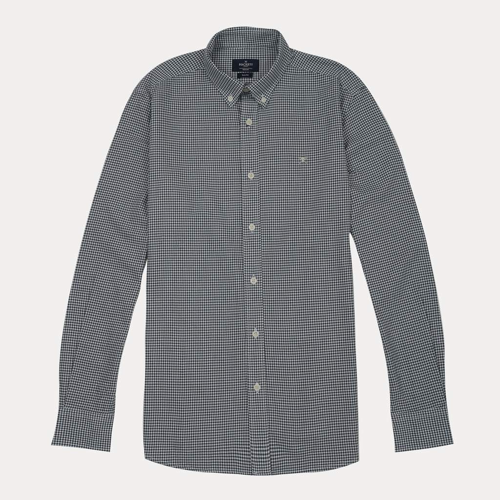 HACKETT Celestial Slate Slim Fit Long Sleeve Gingham Shirt