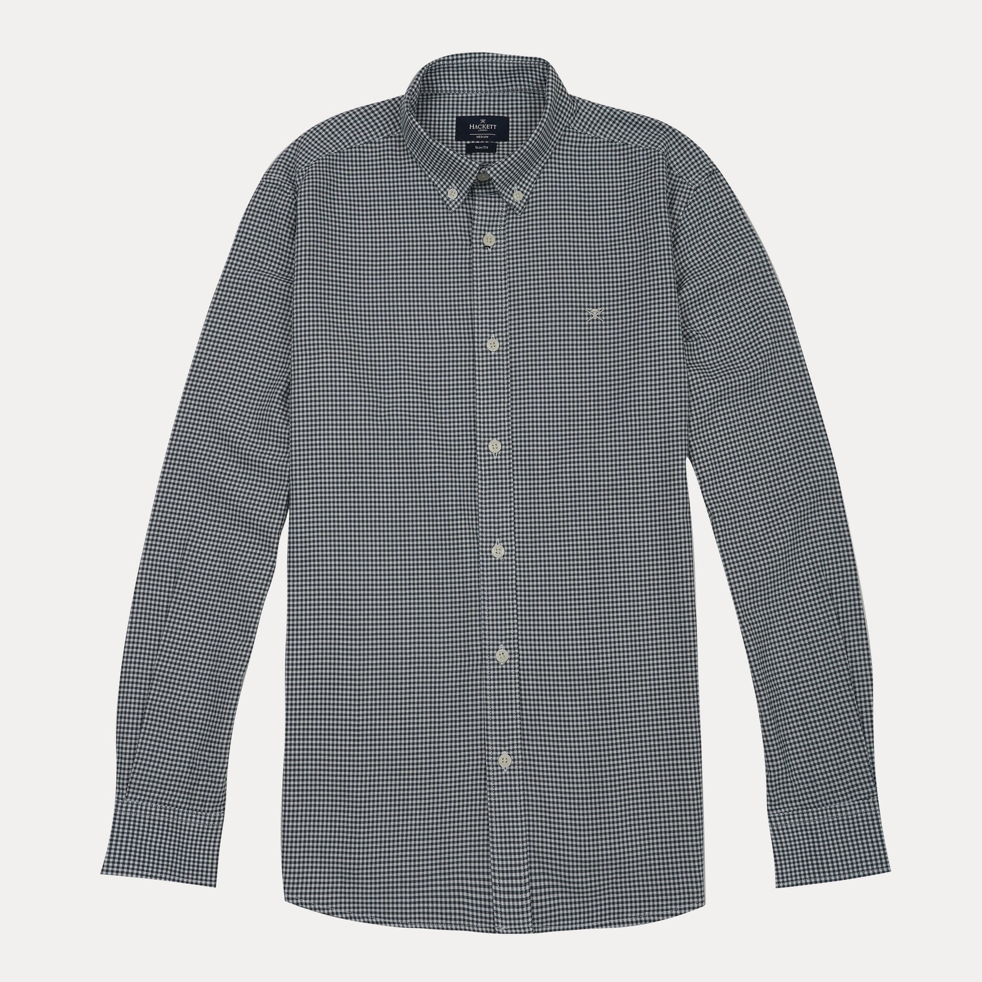 HACKETT Celestial Slate Slim Fit Long Sleeve Gingham Shirt