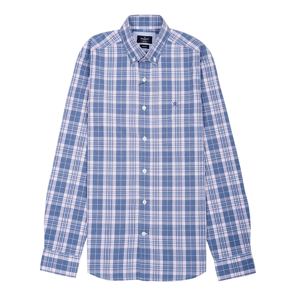 HACKETT Serene Aqua Slim Fit Long Sleeve Check Shirt