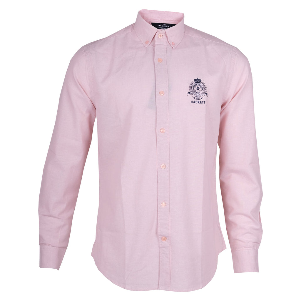 HACKETT Blush Petal Classic Fit Long Sleeve Button-Up Shirt with Embroidered Crest