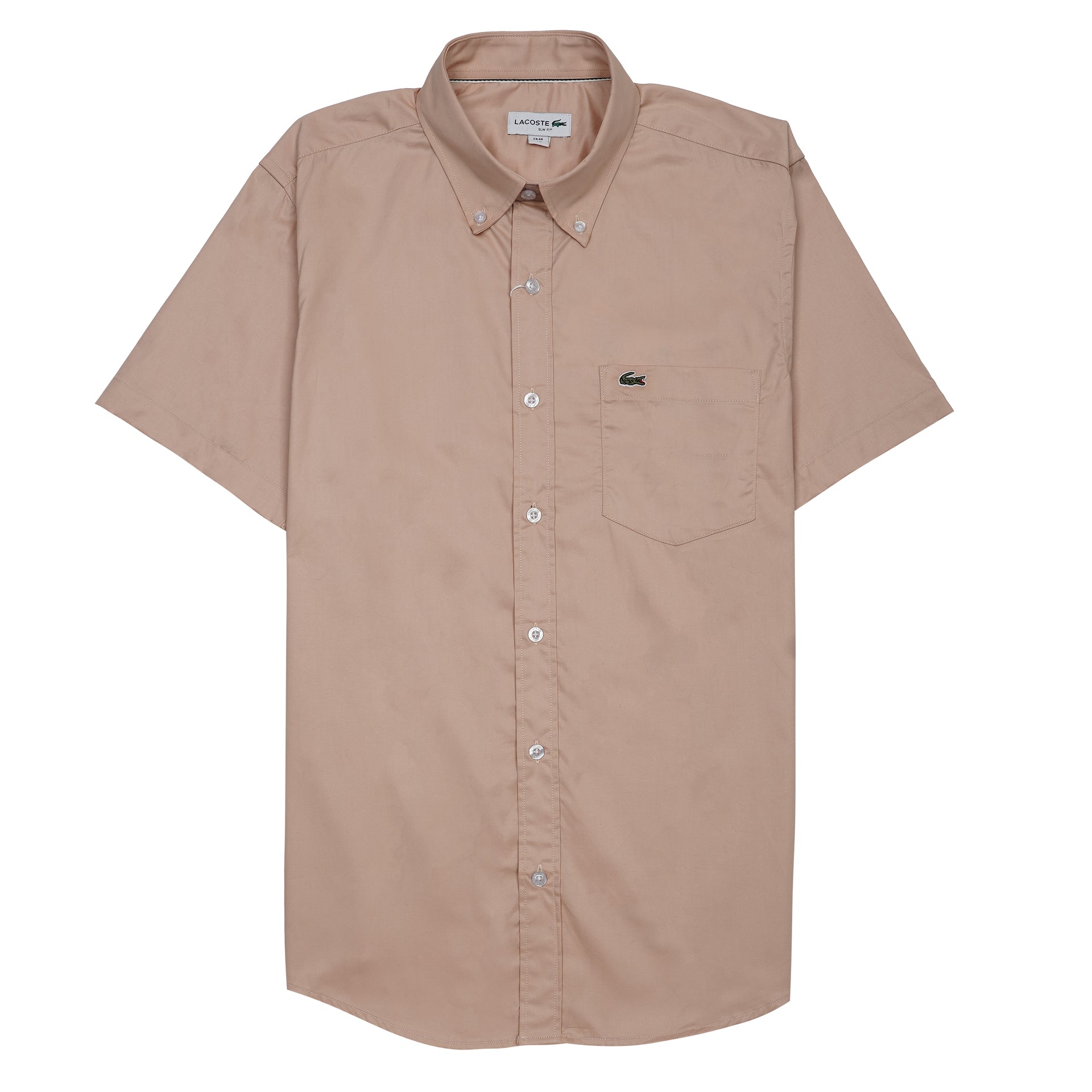 LACOSTE Astral Sand Relaxed Fit Short Sleeve Button-Down Shirt