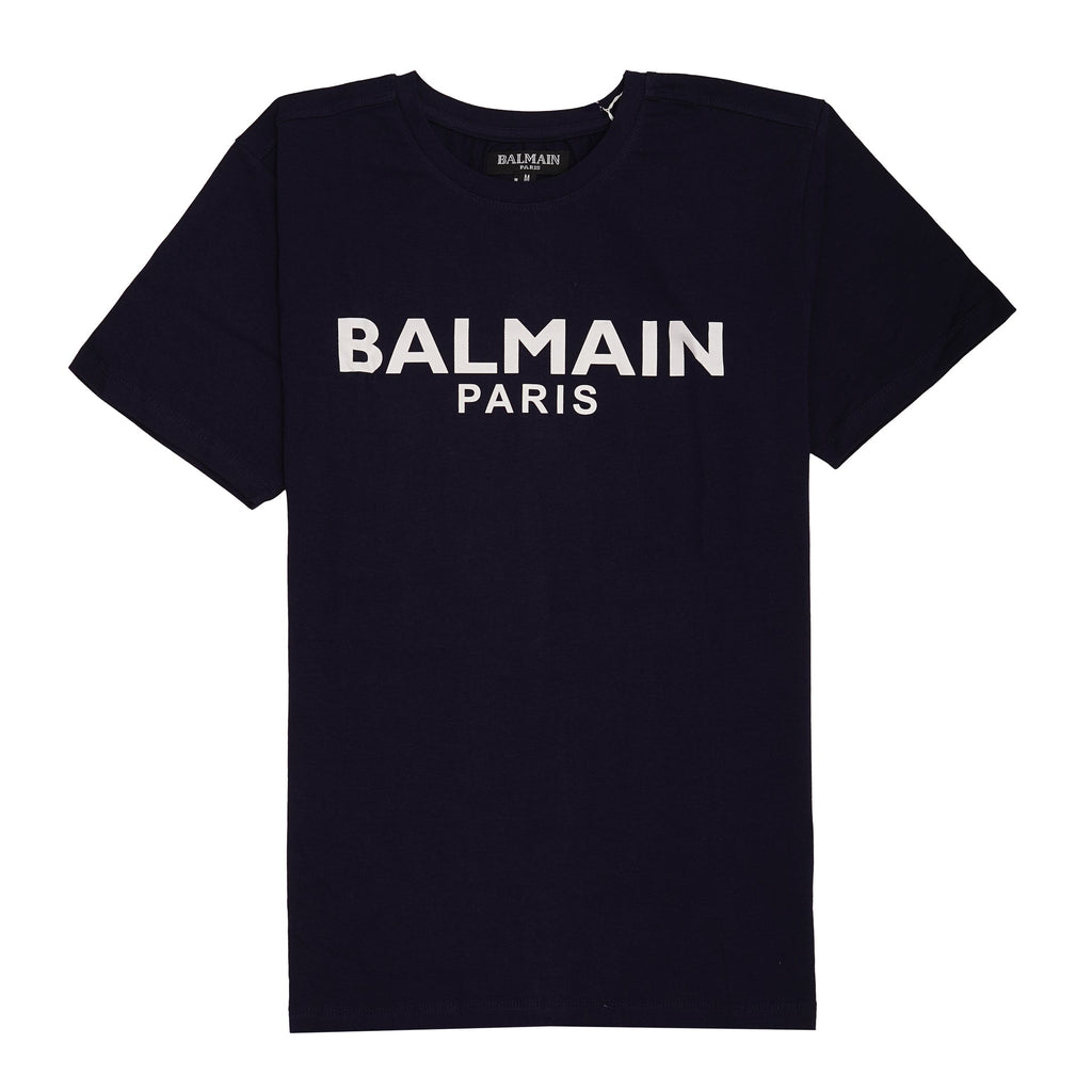 BALMAIN Midnight Navy Signature Logo Slim Fit Tee