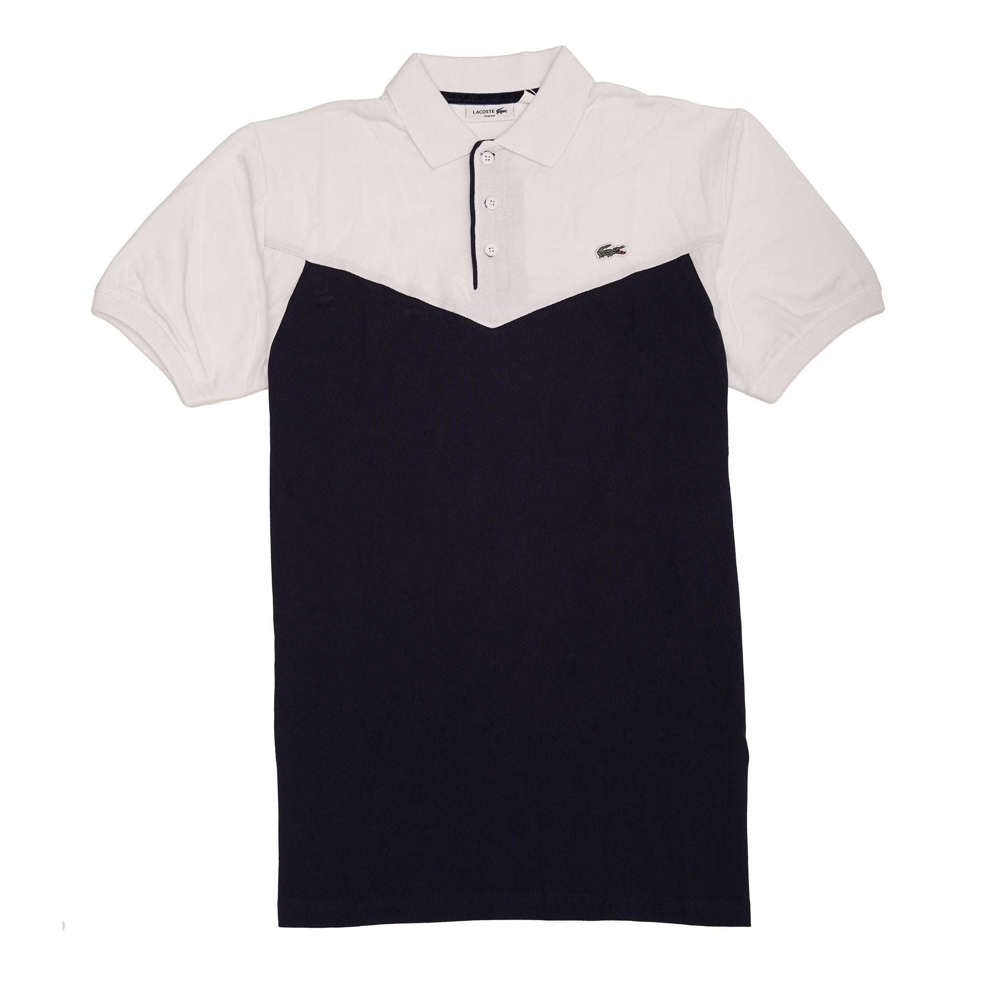 LACOSTE Deep Ocean Blue Color Block Slim Fit Polo Shirt