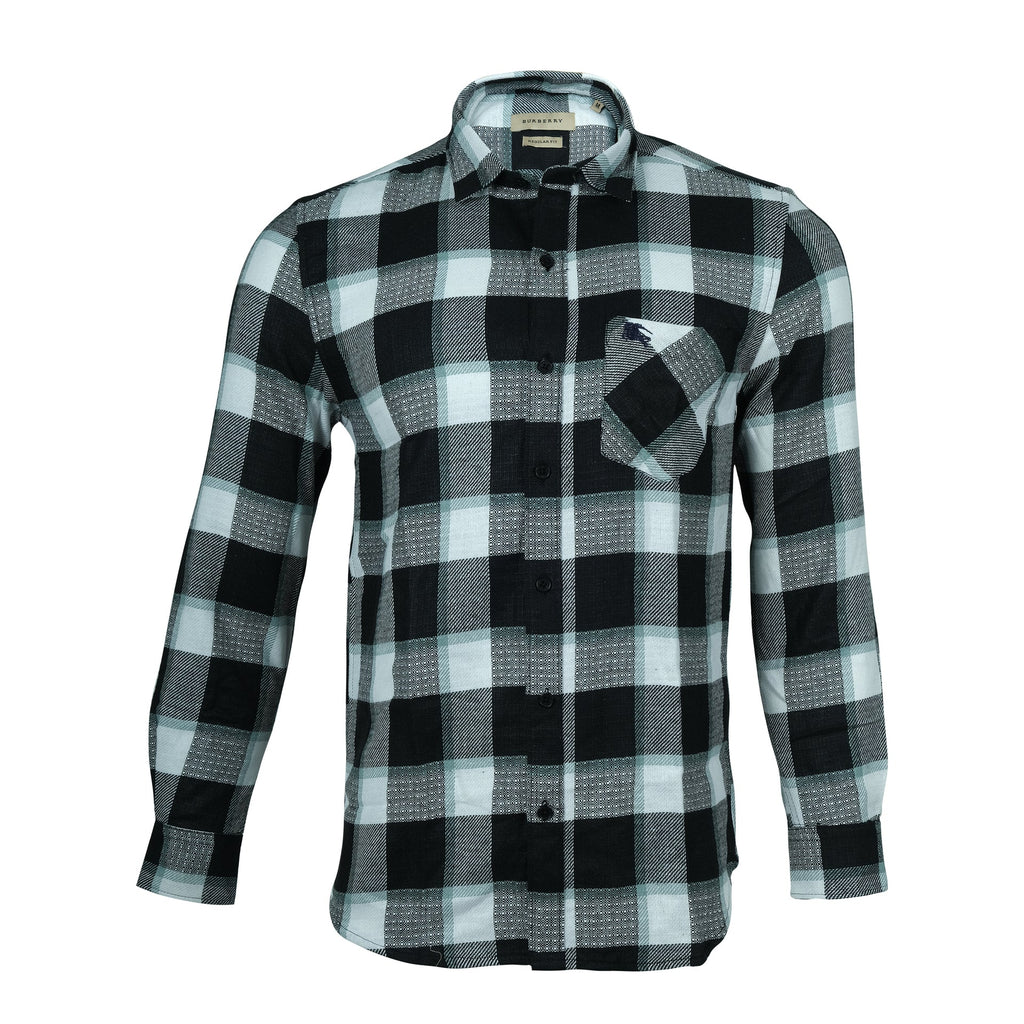 BURBERRY Midnight Aqua Check Regular Fit Long Sleeve Shirt
