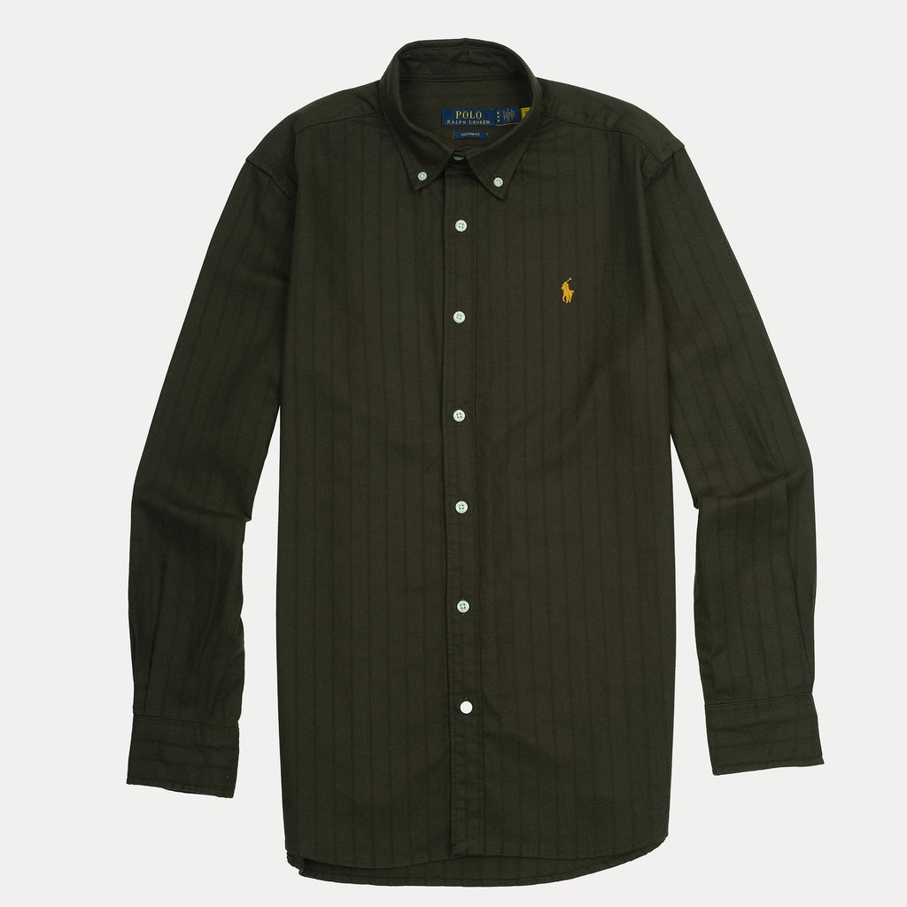 POLO RALPH LAUREN Forest Sage Tailored Fit Long Sleeve Striped Button-Up Shirt