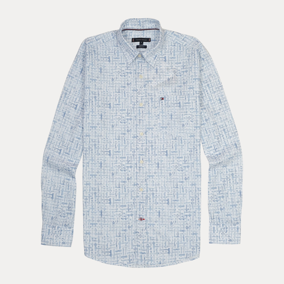 TOMMY HILFIGER Celestial Aqua Tailored Fit Long Sleeve Button-Up Shirt