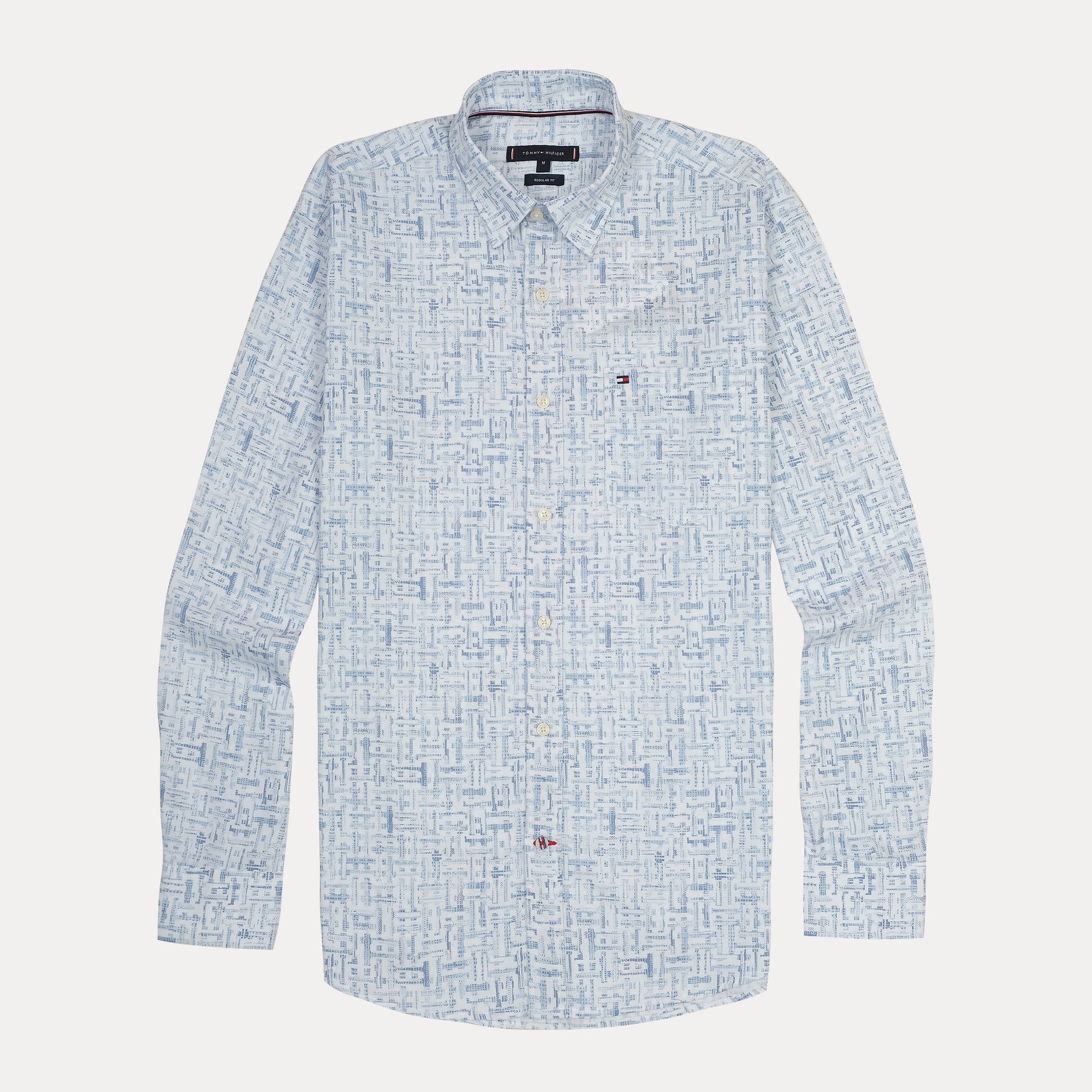 TOMMY HILFIGER Celestial Aqua Tailored Fit Long Sleeve Button-Up Shirt
