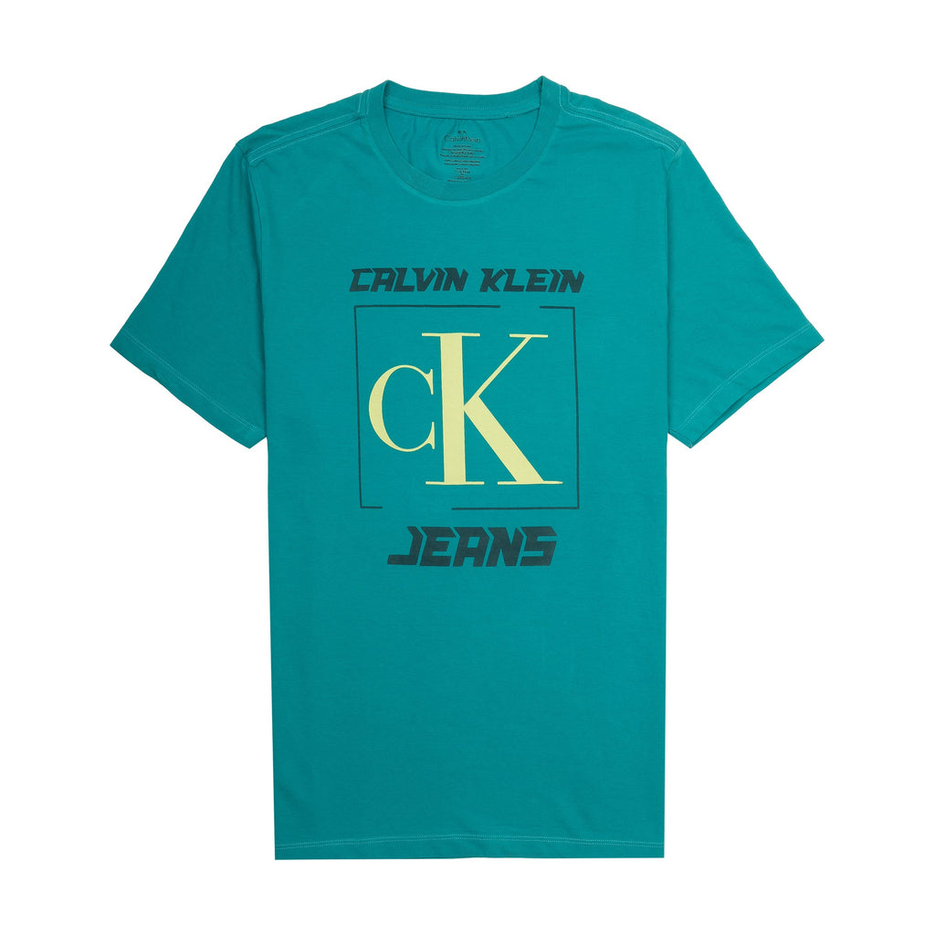 CALVIN KLEIN Tropical Teal Classic Fit Graphic Logo Tee