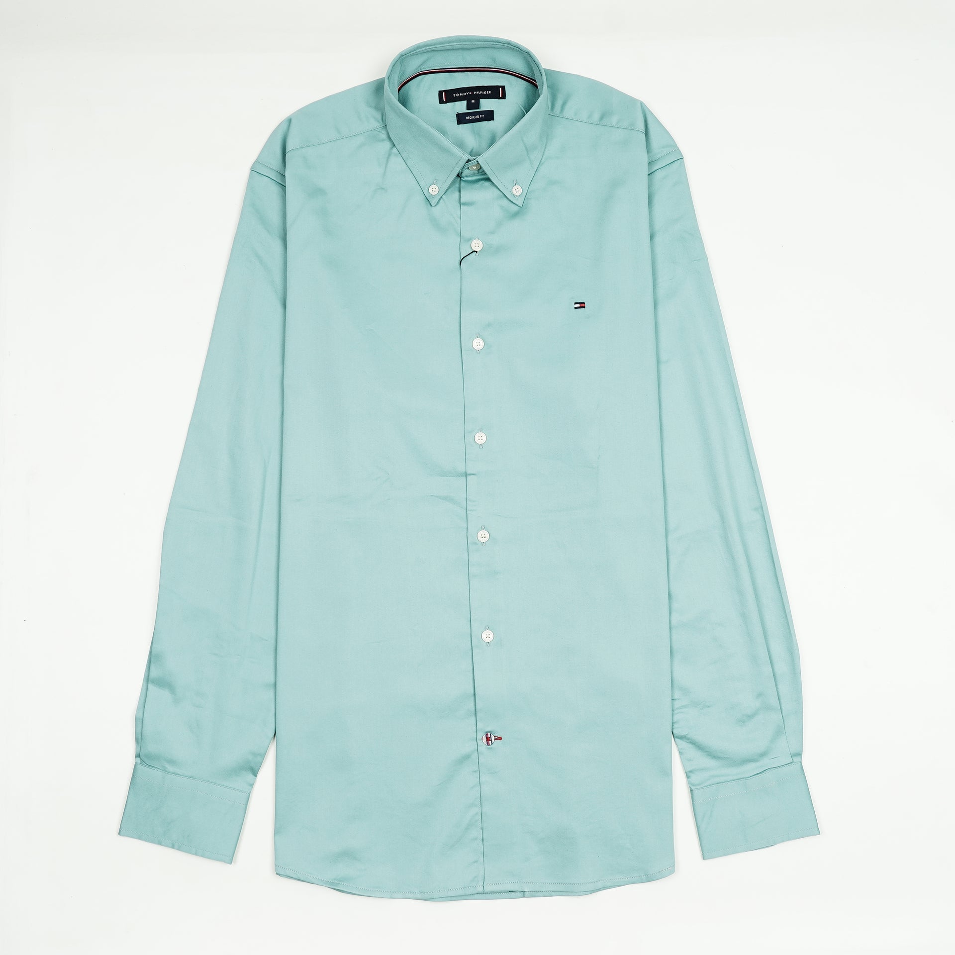 TOMMY HILFIGER Whimsical Teal Classic Fit Long Sleeve Button-Down Shirt