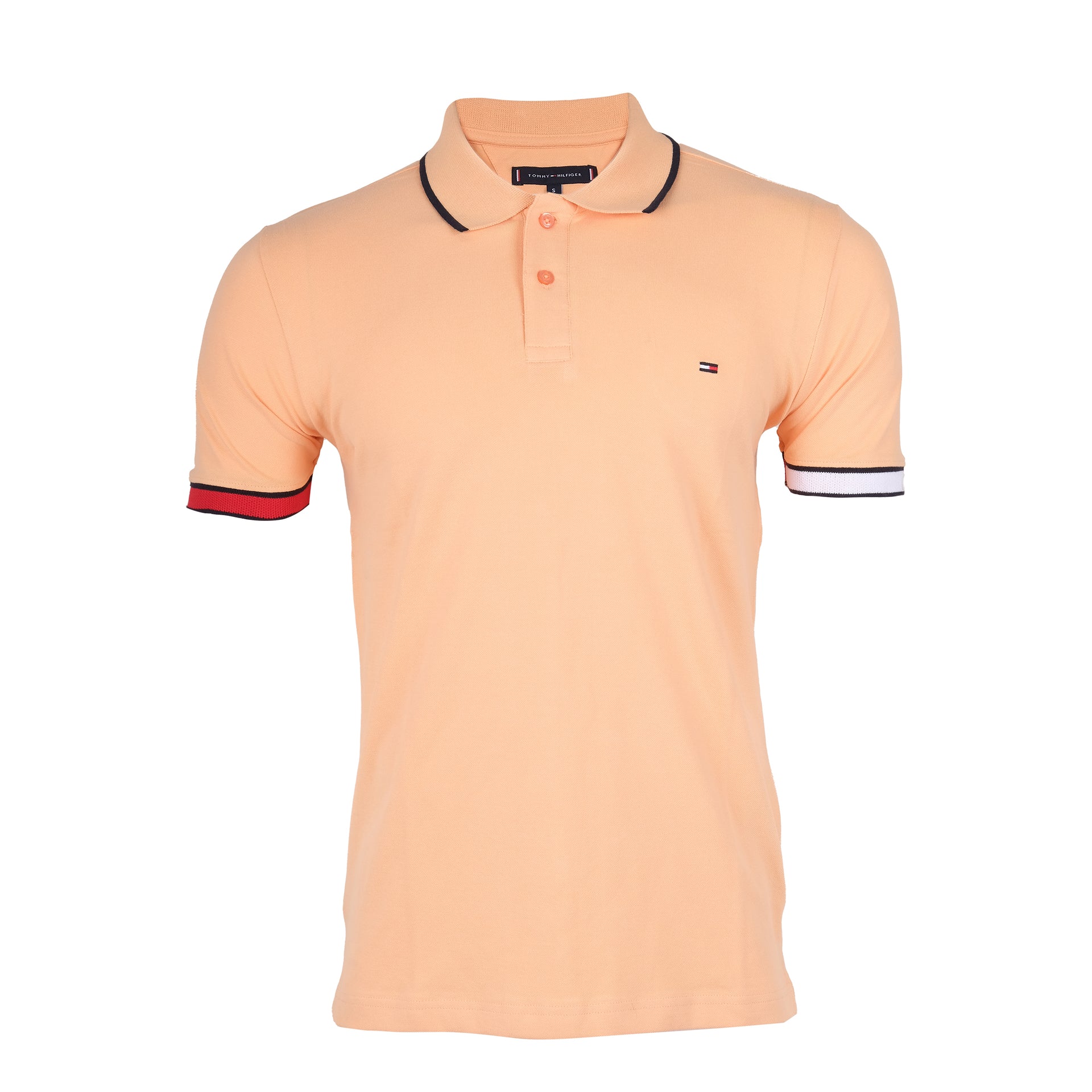 TOMMY HILFIGER Sunset Coral Classic Fit Color-Block Polo Shirt