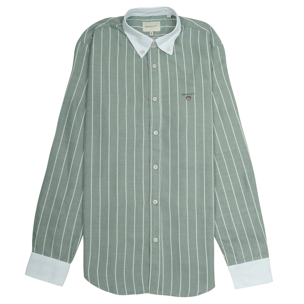 GANT Enchanted Sage Classic Fit Long Sleeve Striped Shirt