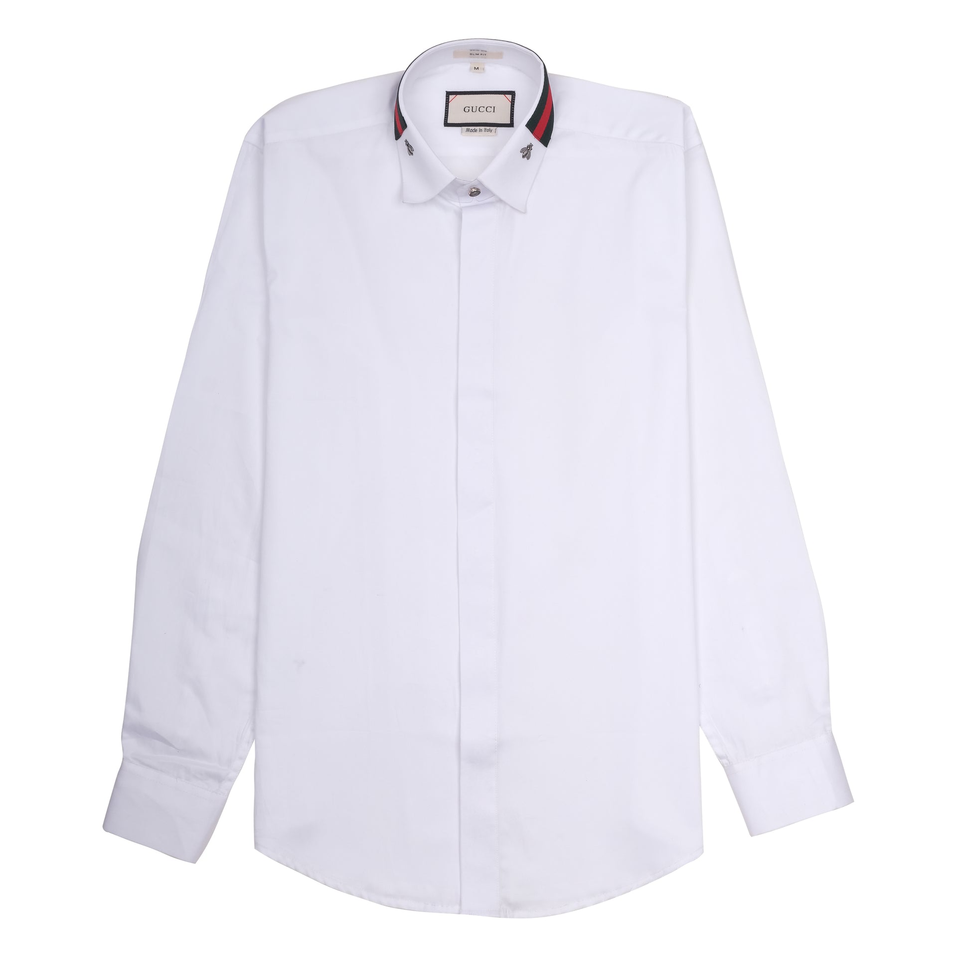 GUCCI Pure Snow Classic Fit Long Sleeve Shirt with Web Collar