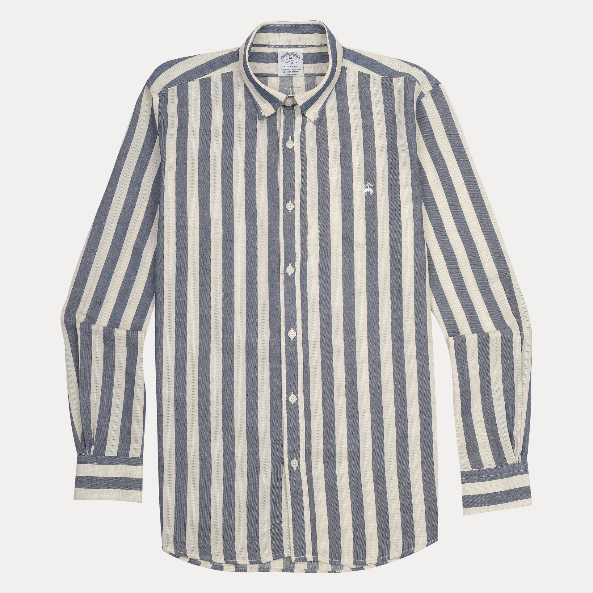 BROOKS BROTHERS Tranquil Azure Tailored Fit Long Sleeve Linen Shirt