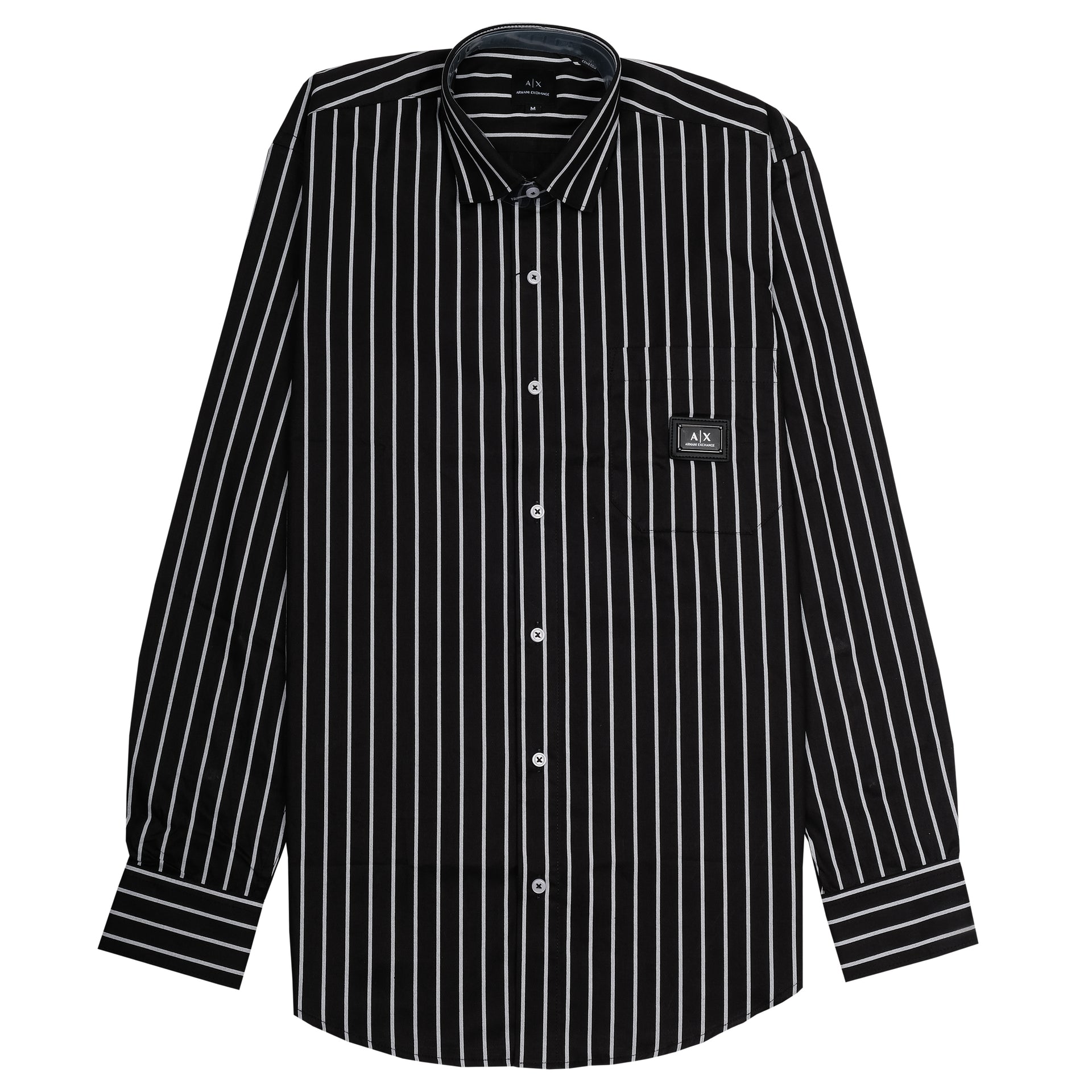 ARMANI EXCHANGE Midnight Noir Classic Fit Long Sleeve Striped Shirt