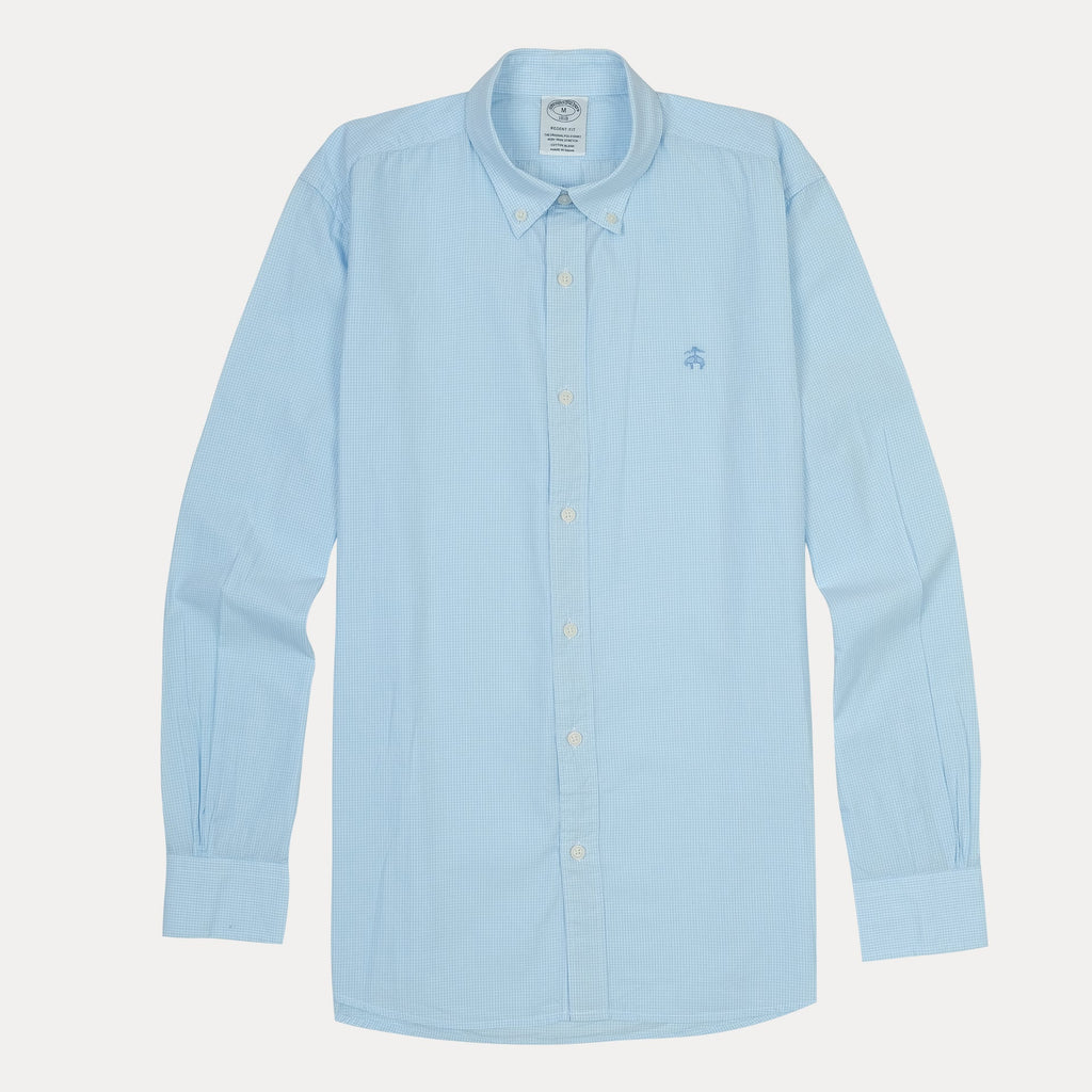 Brooks Brothers Regent Fit Light Blue Check Dress Shirt