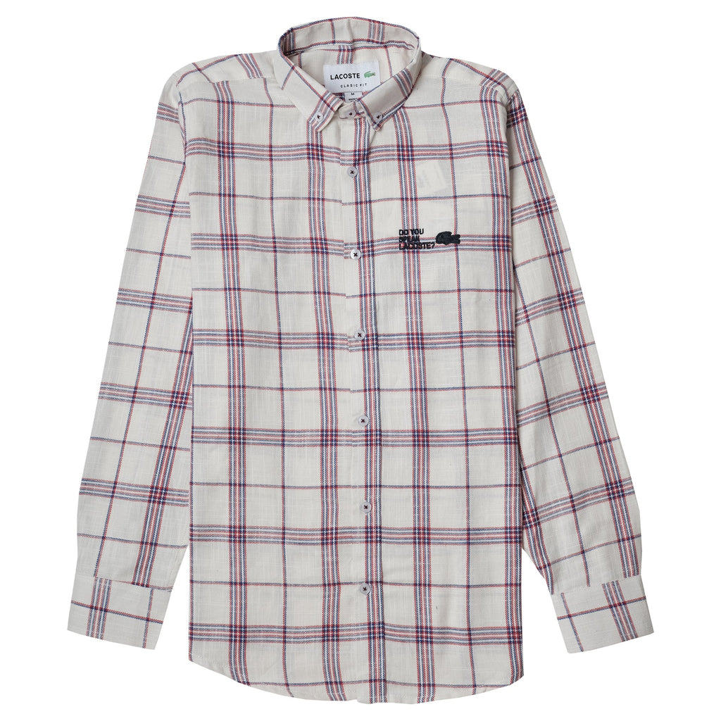 LACOSTE Sandstone Check Classic Fit Long Sleeve Shirt